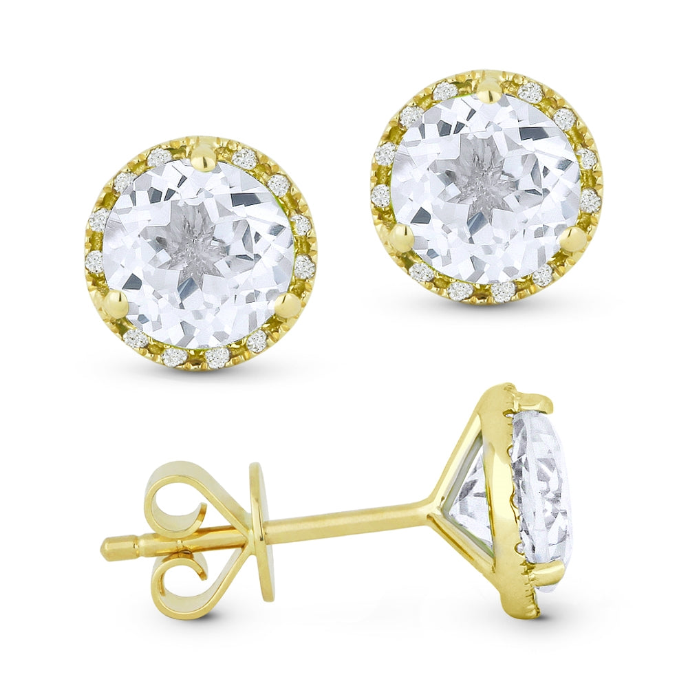 Madison L 14K Yellow Gold White Topaz Round Stud Earrings - style E1023WTY