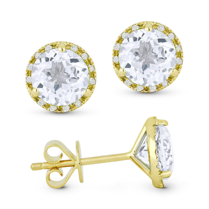 Madison L 14K Yellow Gold White Topaz Round Stud Earrings - style E1023WTY