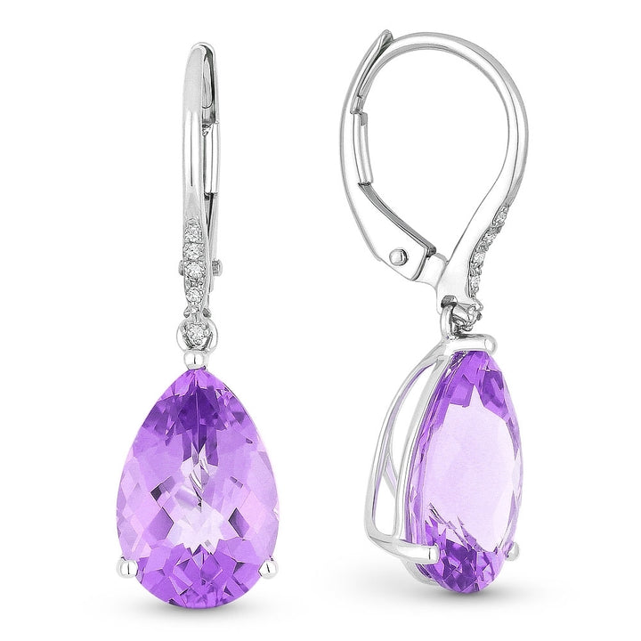 Madison L 14K White Gold Amethyst Pear Drop Earrings - style E1031AMW