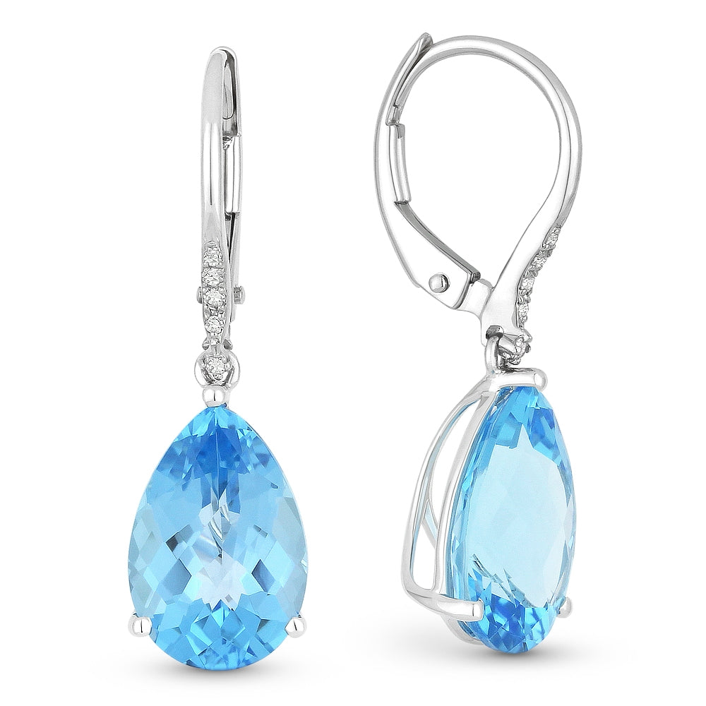 Madison L 14K White Gold Blue Topaz Pear Drop Earrings - style E1031BTW