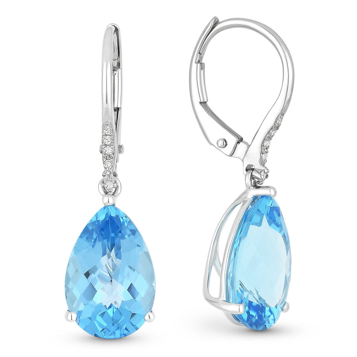 Madison L 14K White Gold Blue Topaz Pear Drop Earrings - style E1031BTW