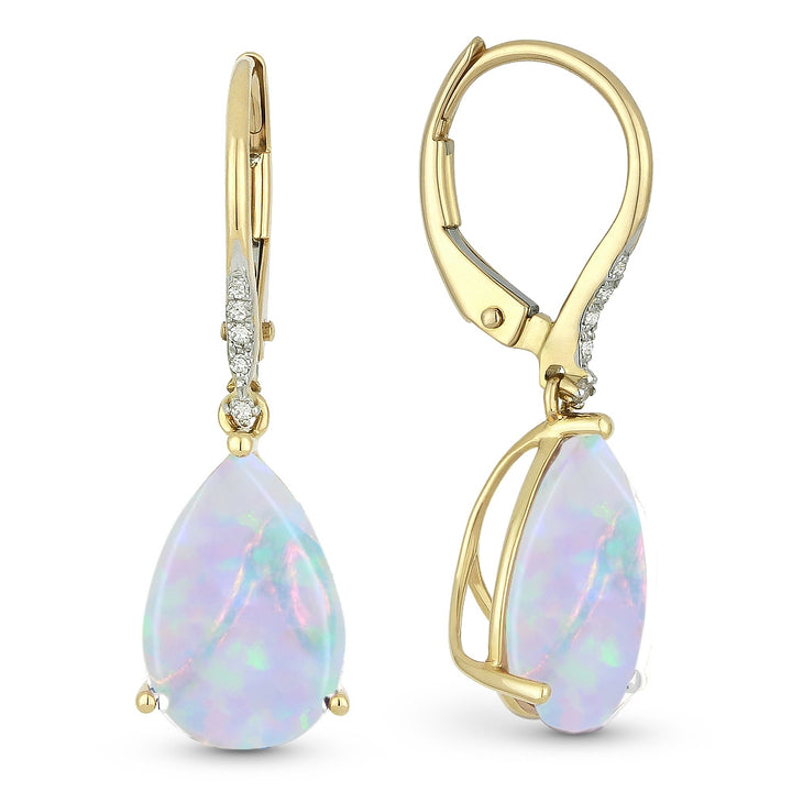 Madison L 14K Yellow Gold Created Ethiopian Opal Pear Drop Earrings - style E1031COPY