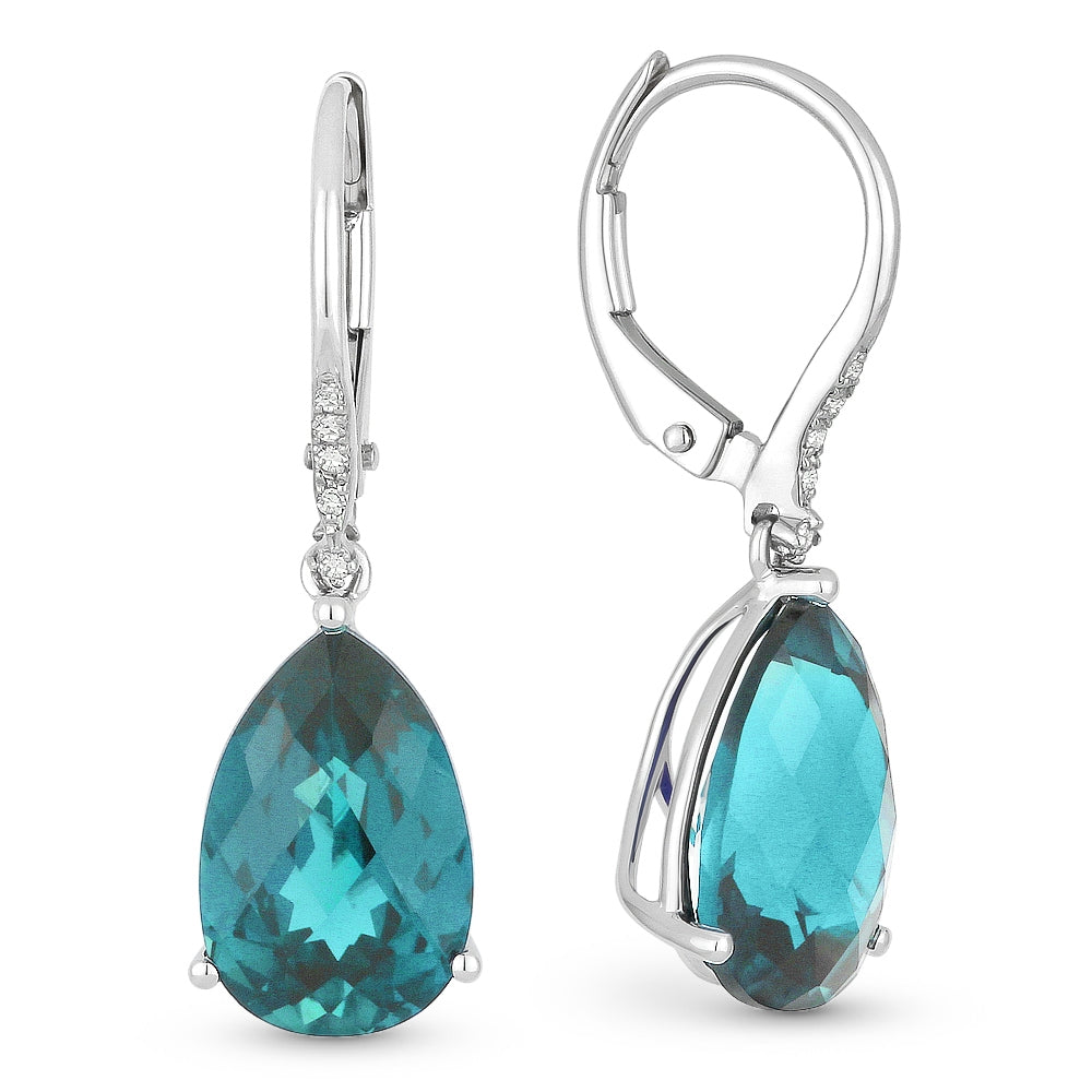 Madison L 14K White Gold Created Tourmaline Paraiba Pear Drop Earrings - style E1031CPARW