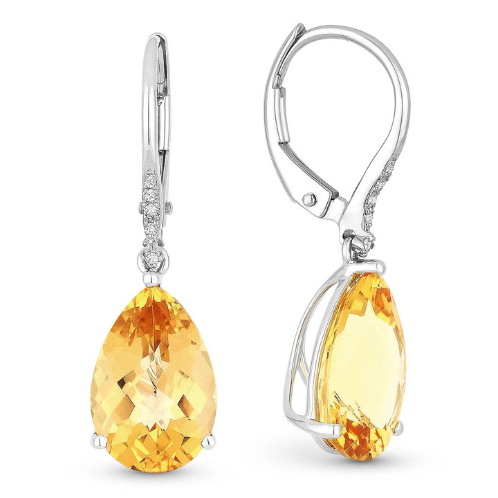 Madison L 14K White Gold Citrine Pear Drop Earrings - style E1031CTW