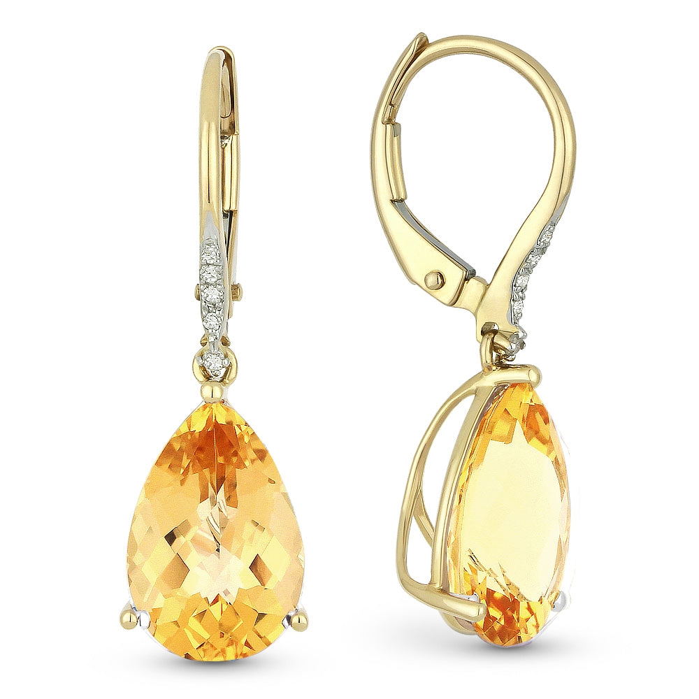Madison L 14K Yellow Gold Citrine Pear Drop Earrings - style E1031CTY