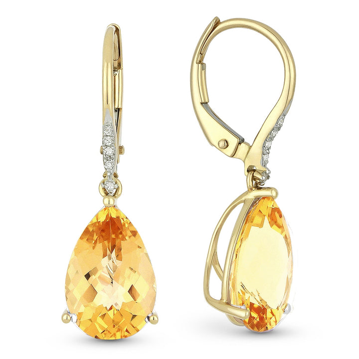 Madison L 14K Yellow Gold Citrine Pear Drop Earrings - style E1031CTY