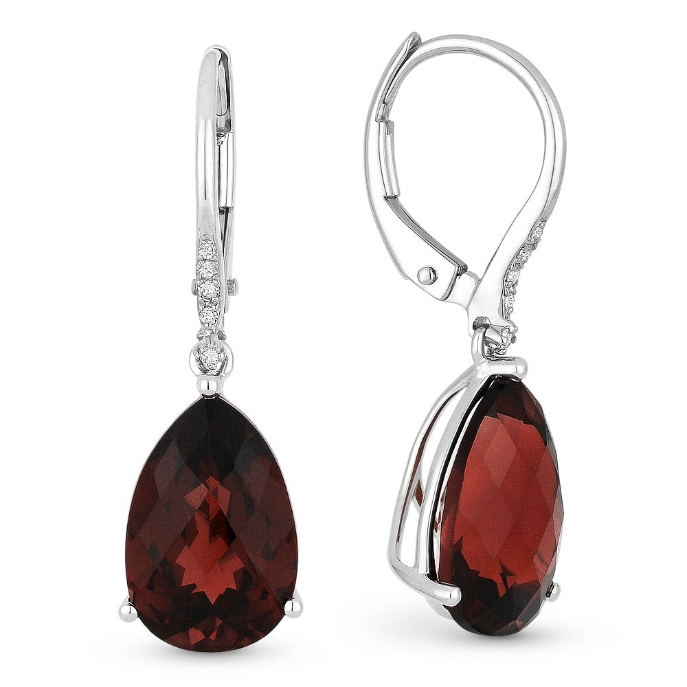 Madison L 14K White Gold Garnet Pear Drop Earrings - style E1031GAW