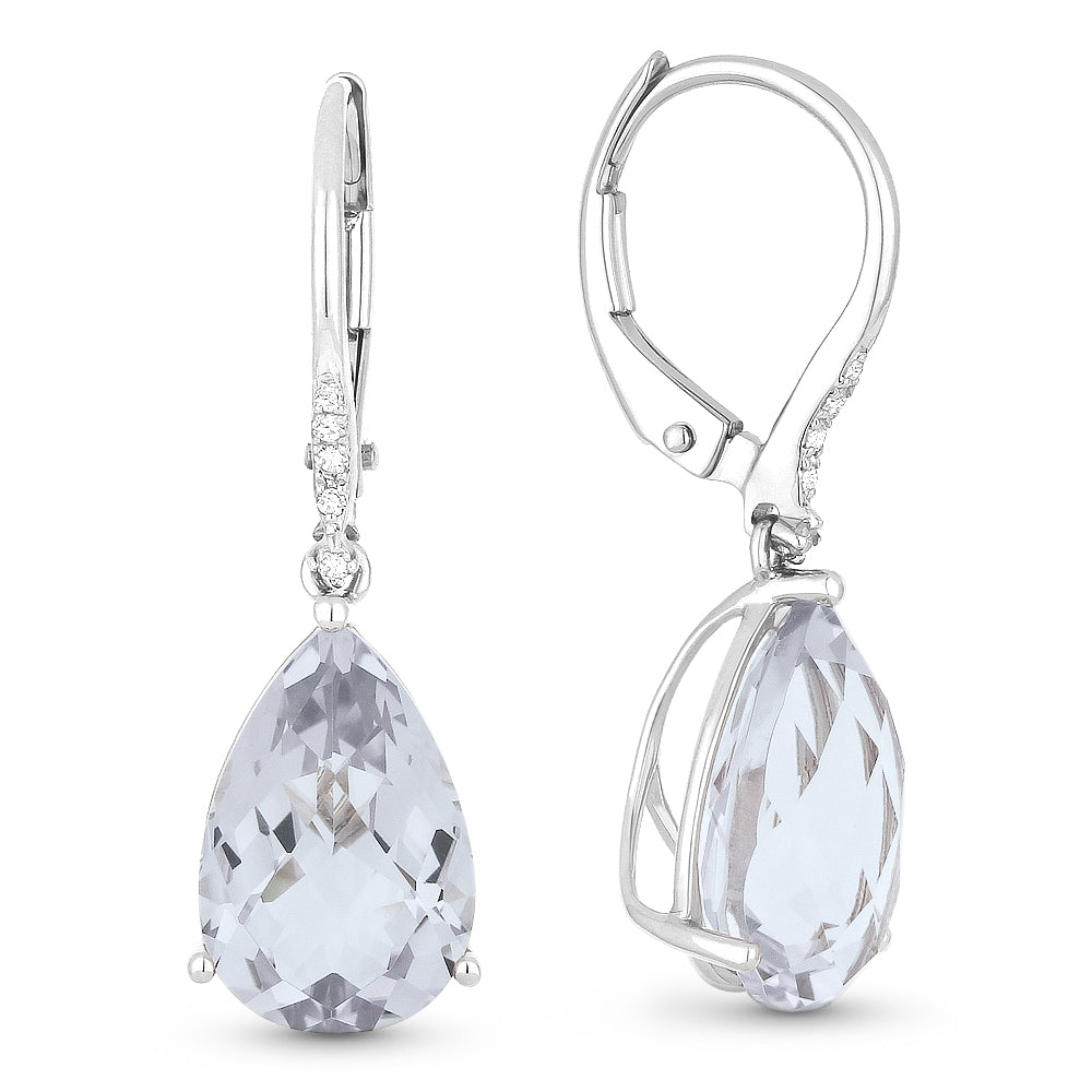 Madison L 14K White Gold White Topaz Pear Drop Earrings - style E1031WTW