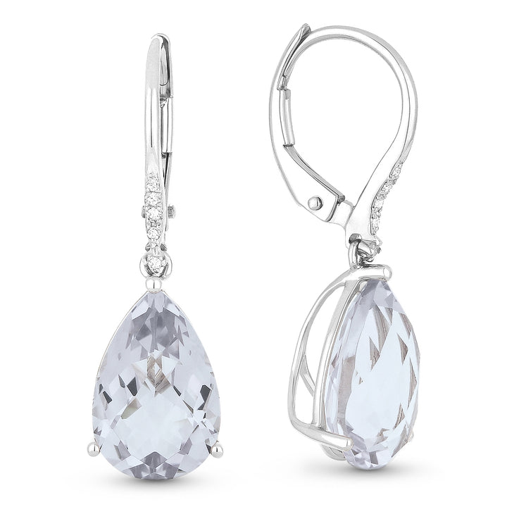 Madison L 14K White Gold White Topaz Pear Drop Earrings - style E1031WTW