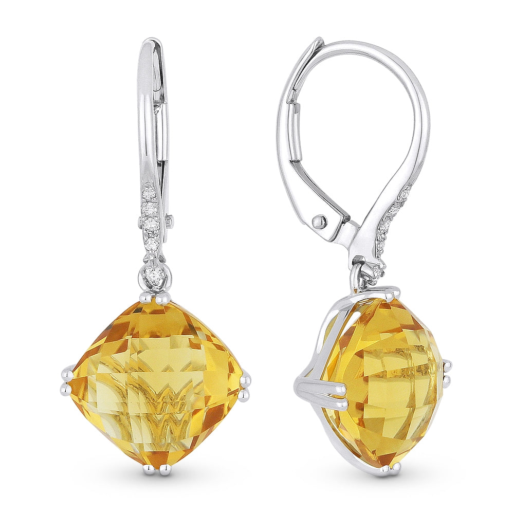 Madison L 14K White Gold Citrine Cushion Drop Earrings - style E1032CTW