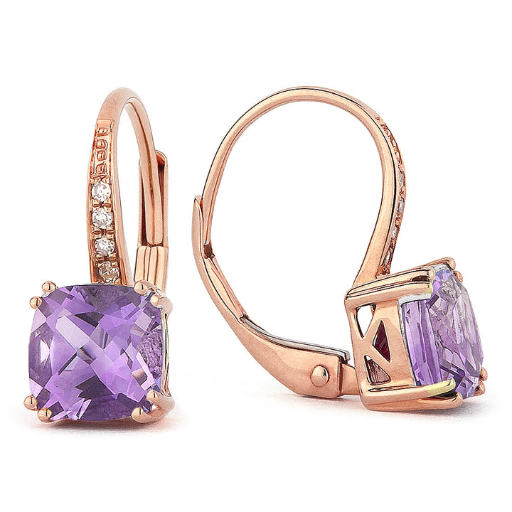 Madison L 14K Rose Gold Amethyst Cushion Drop Earrings - style E1033AMP