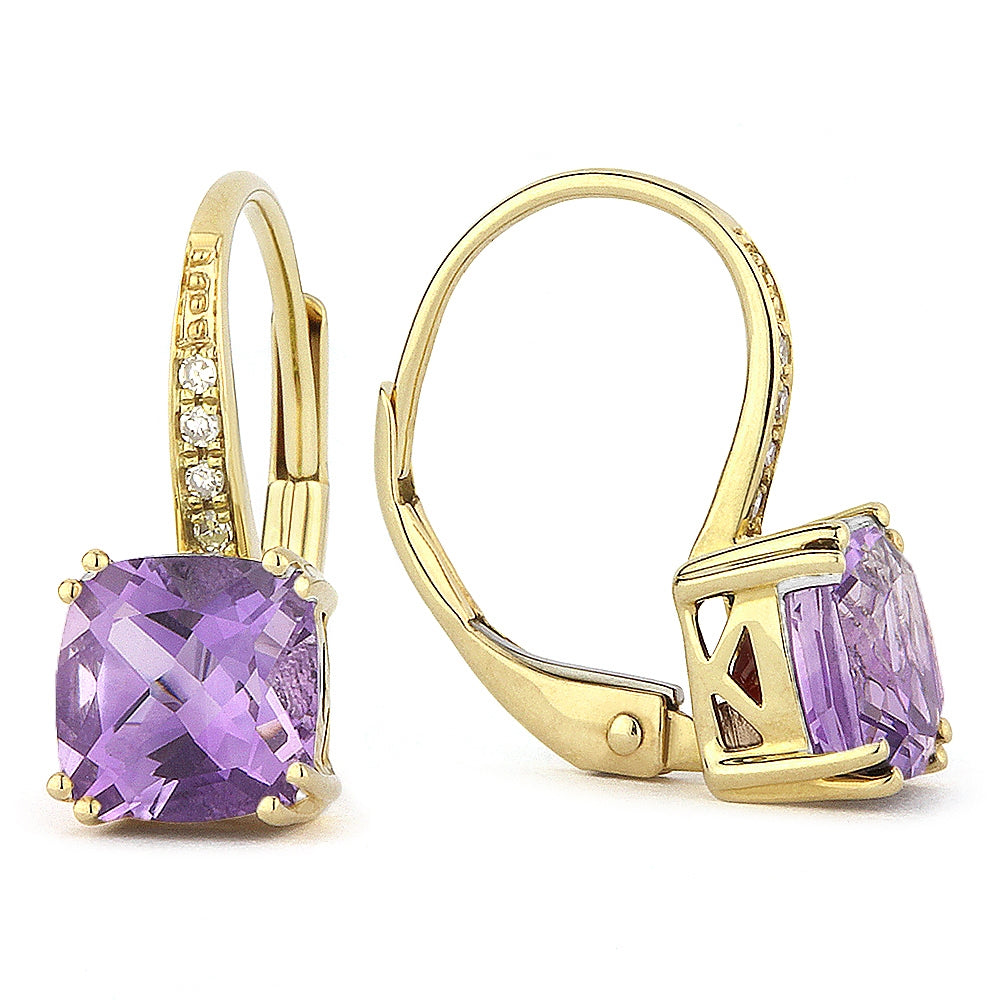 Madison L 14K Yellow Gold Amethyst Cushion Drop Earrings - style E1033AMY