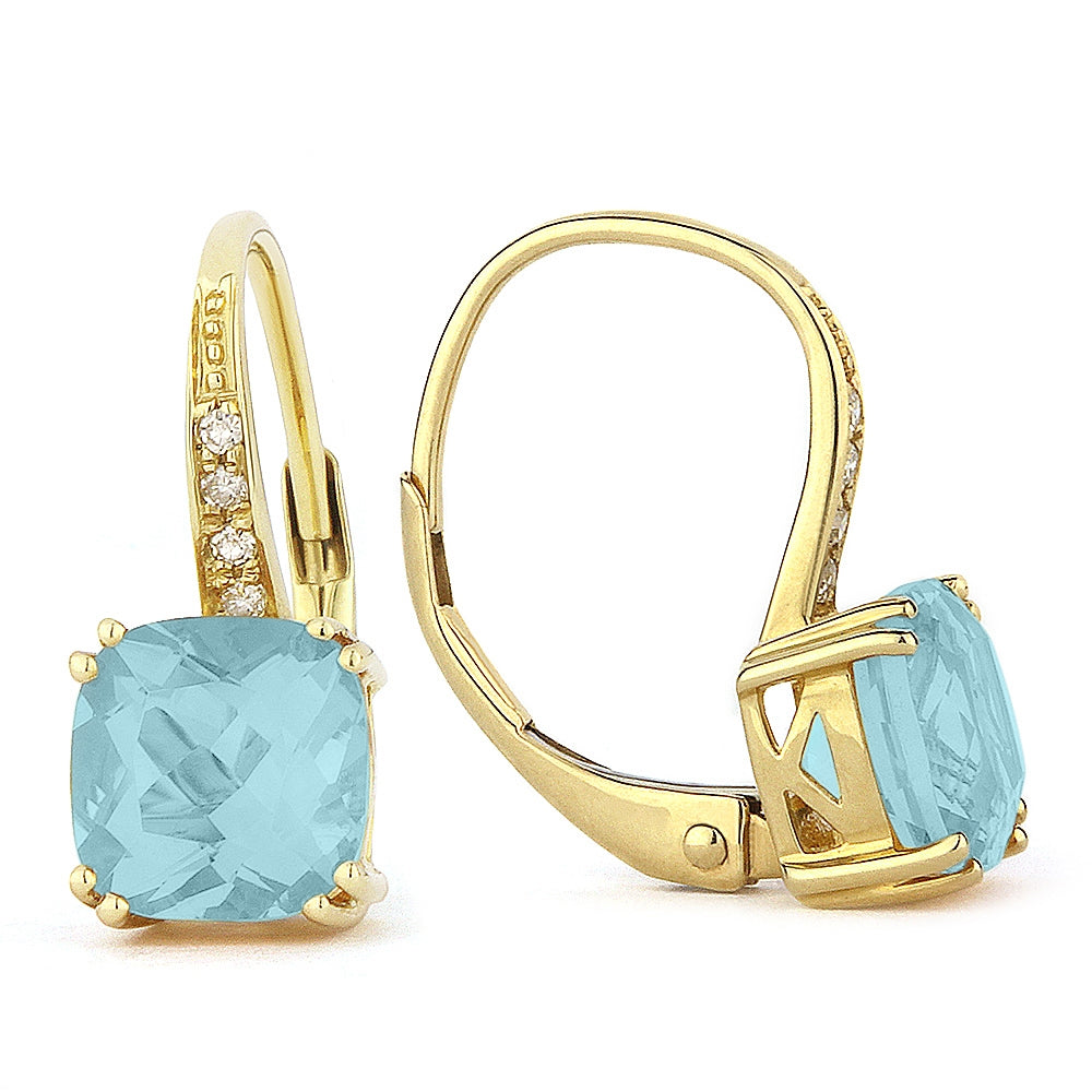 Madison L 14K Yellow Gold Aquamarine Cushion Drop Earrings - style E1033AQY