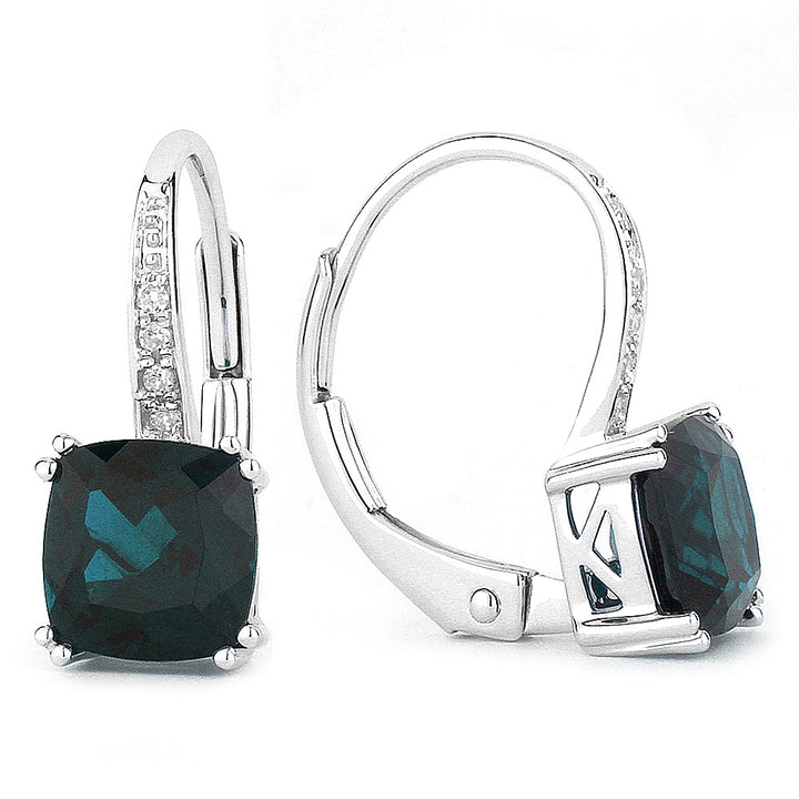 Madison L 14K White Gold Created Alexandrite Cushion Drop Earrings - style E1033AXW