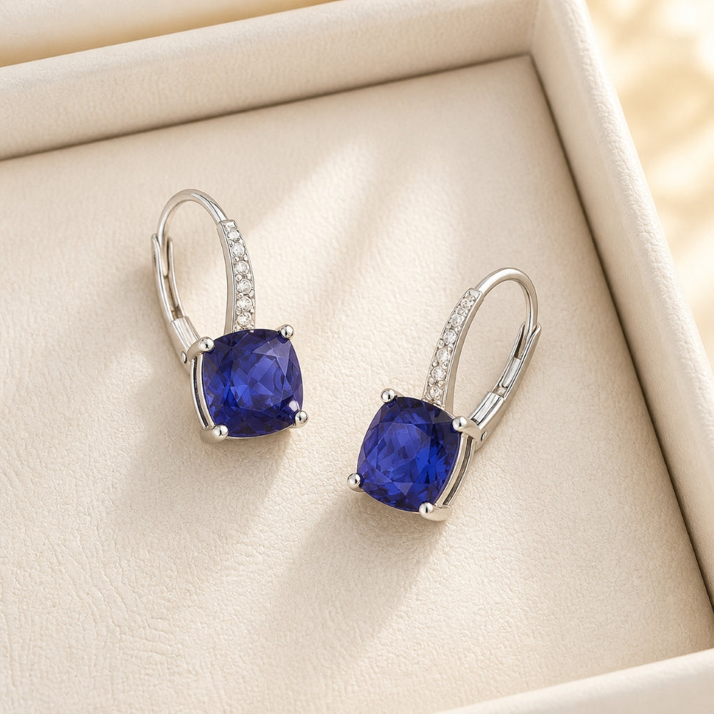 E1033 - 14K Gold Cushion Drop Earrings