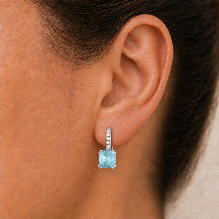 E1033 - 14K Gold Cushion Drop Earrings