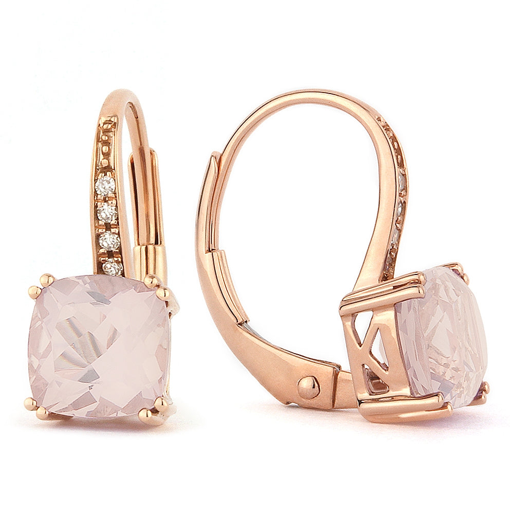 Madison L 14K Rose Gold Created Morganite Cushion Drop Earrings - style E1033CMGP