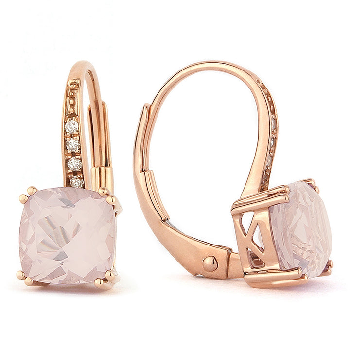 Madison L 14K Rose Gold Created Morganite Cushion Drop Earrings - style E1033CMGP
