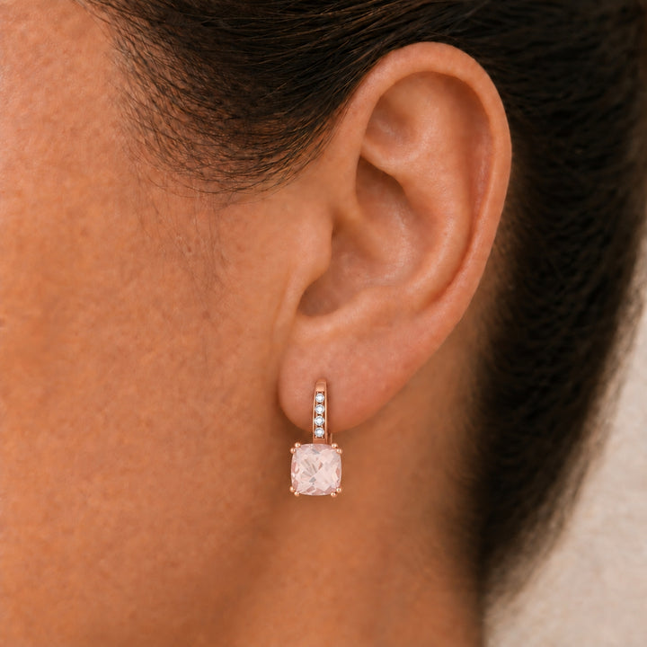E1033 - 14K Gold Cushion Drop Earrings
