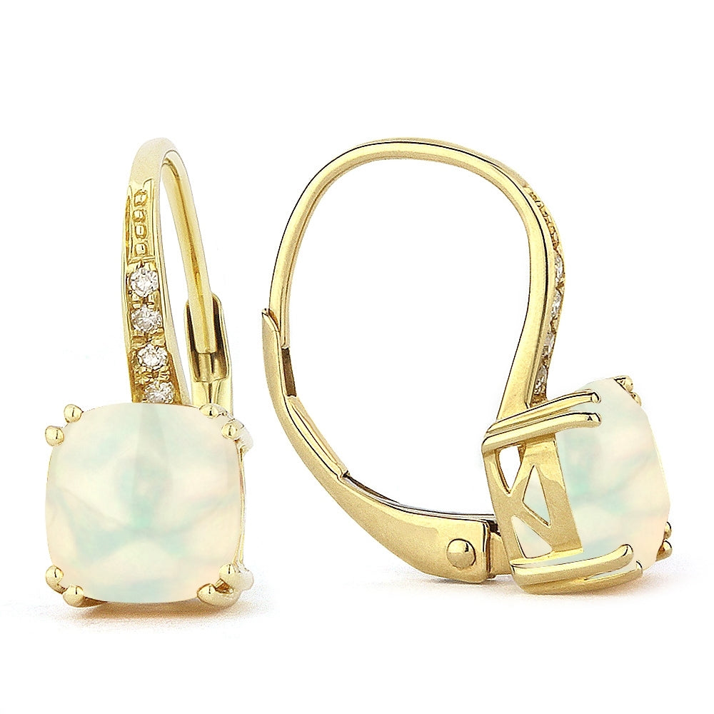 Madison L 14K Yellow Gold Created Ethiopian Opal Cushion Drop Earrings - style E1033COPY