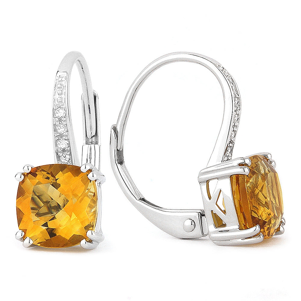Madison L 14K White Gold Citrine Cushion Drop Earrings - style E1033CTW