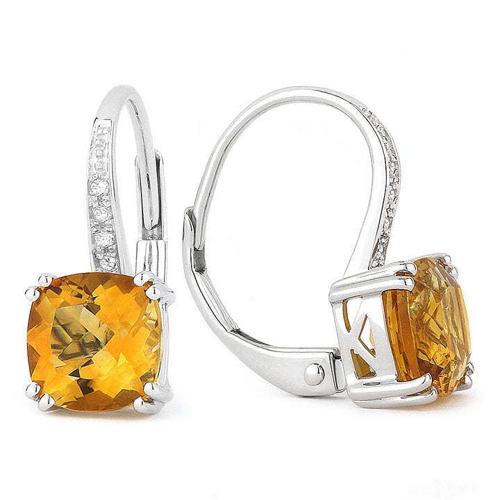 Madison L 14K White Gold Citrine Cushion Drop Earrings - style E1033CTW