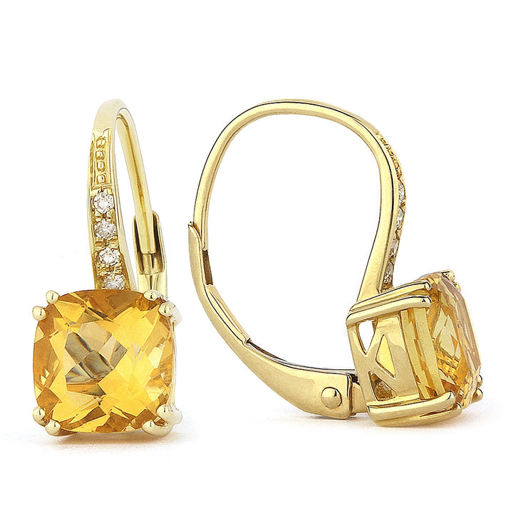 Madison L 14K Yellow Gold Citrine Cushion Drop Earrings - style E1033CTY