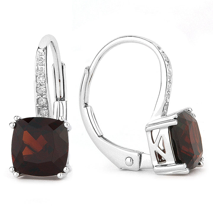 Madison L 14K White Gold Garnet Cushion Drop Earrings - style E1033GAW