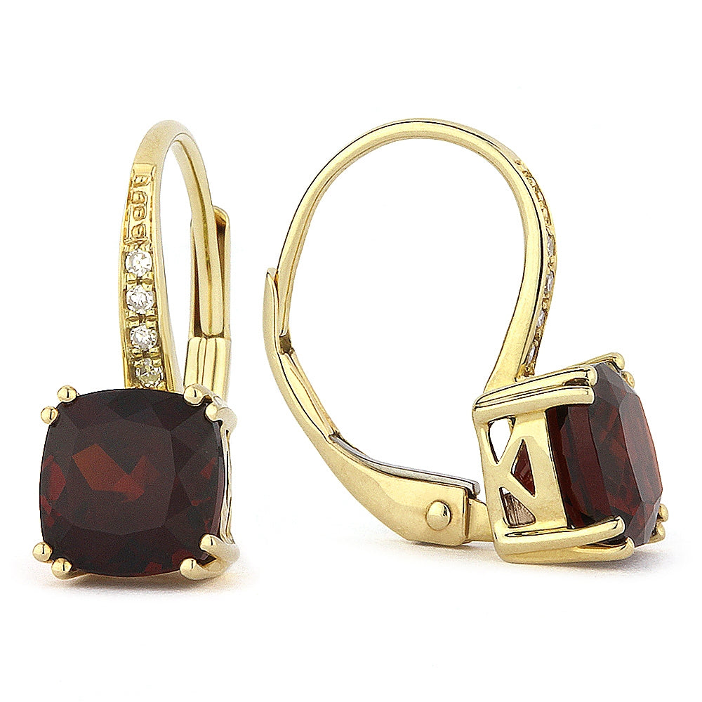 Madison L 14K Yellow Gold Garnet Cushion Drop Earrings - style E1033GAY