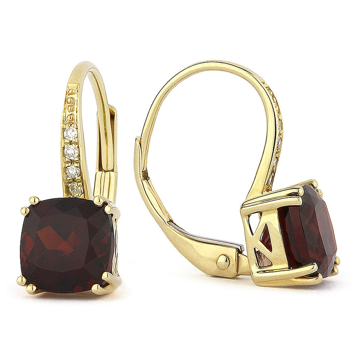 Madison L 14K Yellow Gold Garnet Cushion Drop Earrings - style E1033GAY