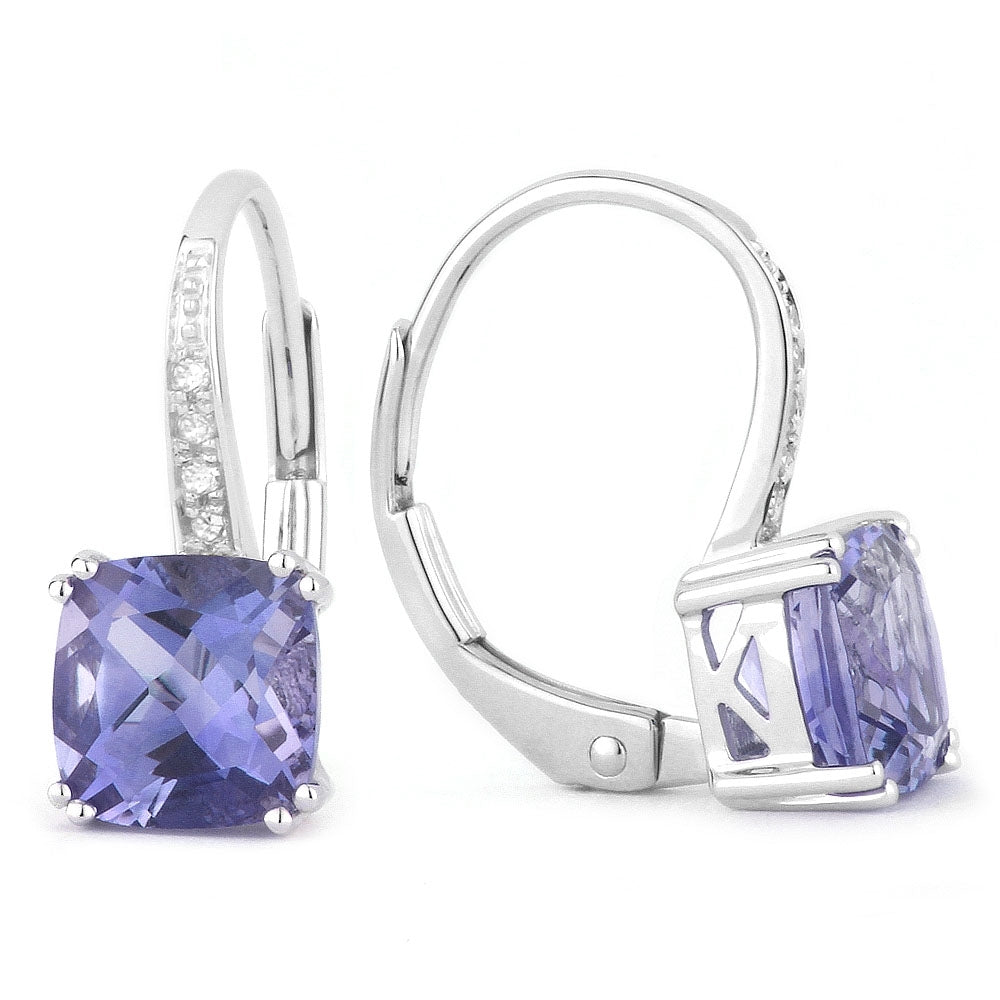 Madison L 14K White Gold Iolite Cushion Drop Earrings - style E1033IOW