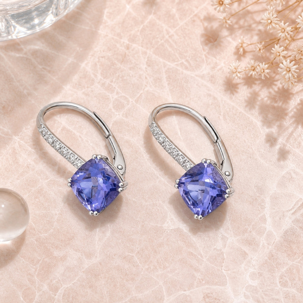 E1033 - 14K Gold Cushion Drop Earrings
