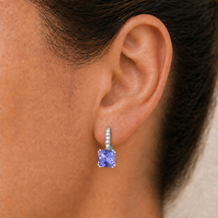 E1033 - 14K Gold Cushion Drop Earrings