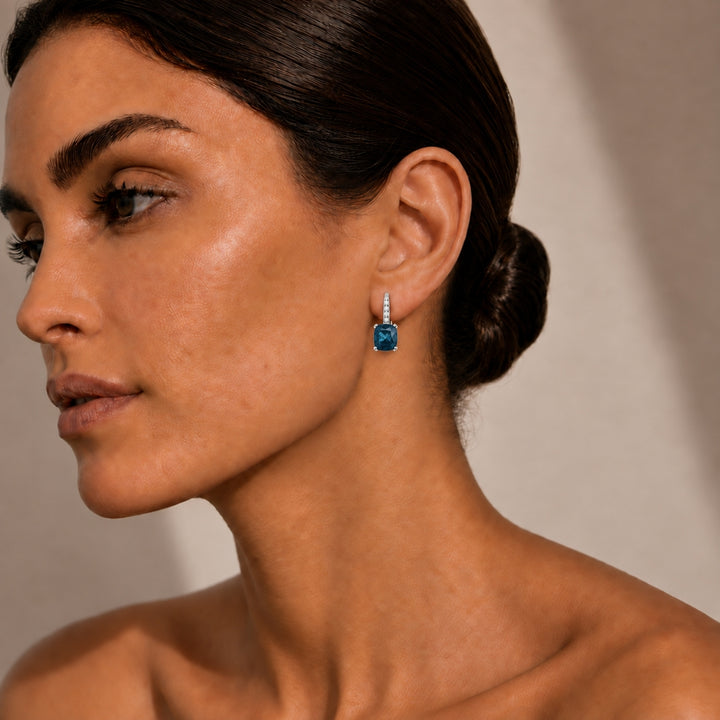 E1033 - 14K Gold Cushion Drop Earrings
