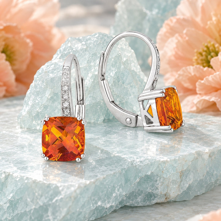 E1033 - 14K Gold Cushion Drop Earrings