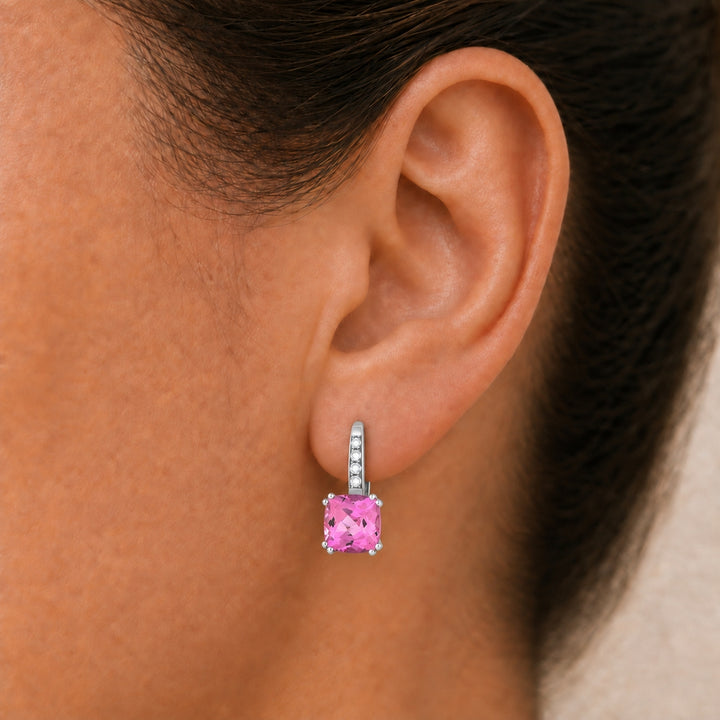 E1033 - 14K Gold Cushion Drop Earrings