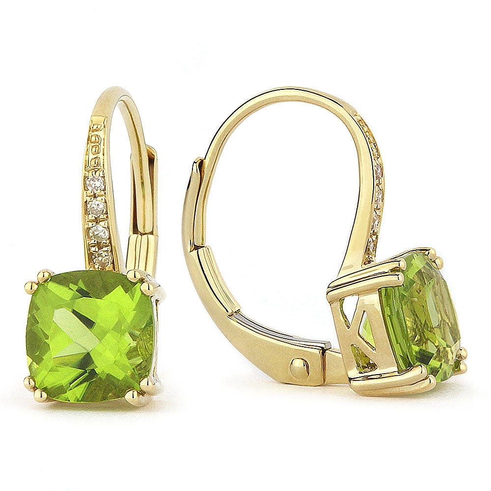 Madison L 14K Yellow Gold Peridot Cushion Drop Earrings - style E1033PRY