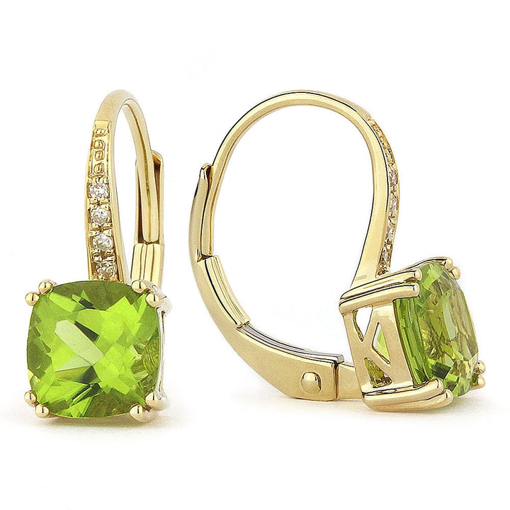 Madison L 14K Yellow Gold Peridot Cushion Drop Earrings - style E1033PRY