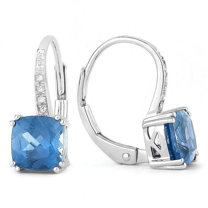 Madison L 14K White Gold Swiss Blue Topaz Cushion Drop Earrings - style E1033SWBTW