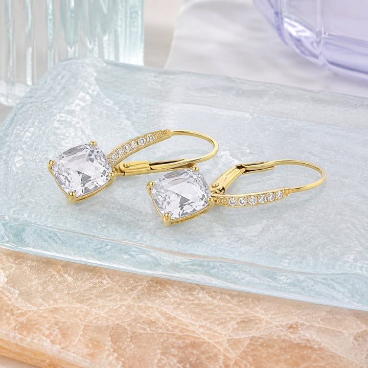 E1033 - 14K Gold Cushion Drop Earrings