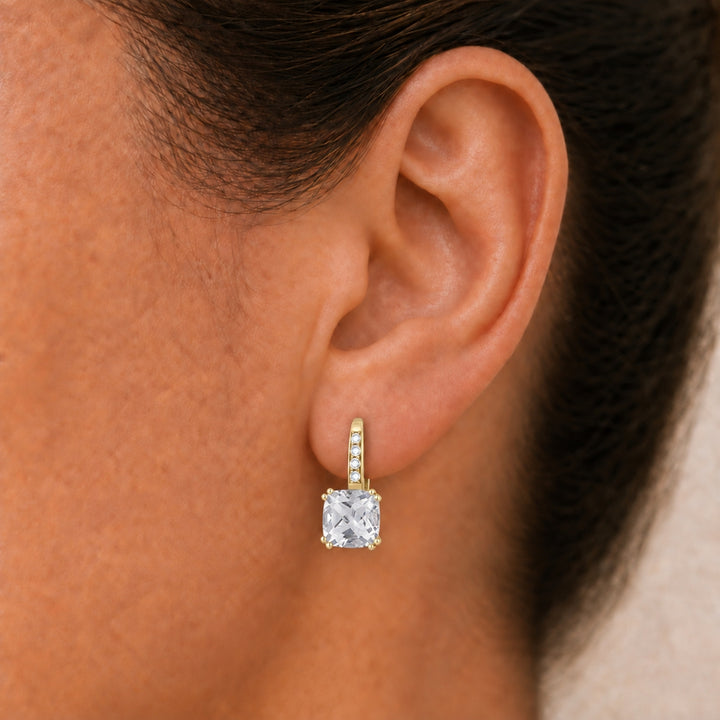E1033 - 14K Gold Cushion Drop Earrings