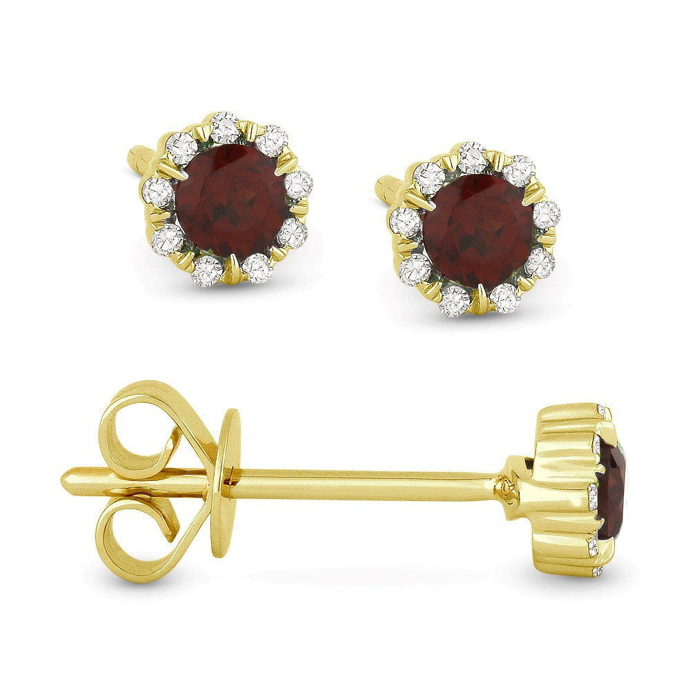 Madison L 14K Yellow Gold Garnet Round Stud Earrings - style E1034GAY