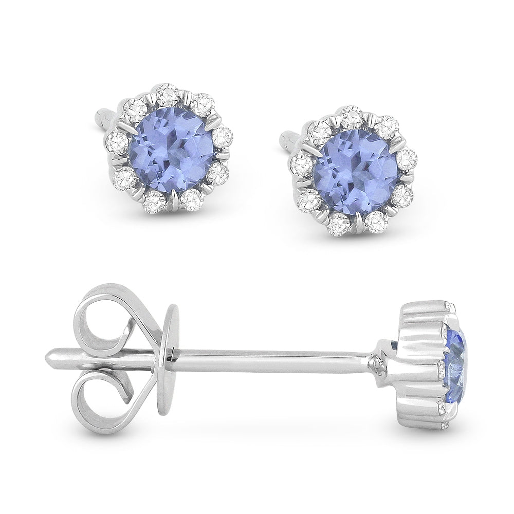 Madison L 14K White Gold London Blue Topaz Round Stud Earrings - style E1034LBTW