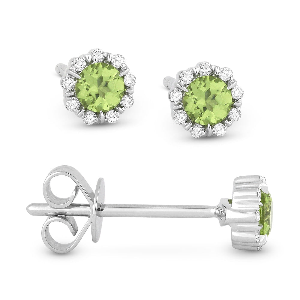 Madison L 14K White Gold Peridot Round Stud Earrings - style E1034PRW