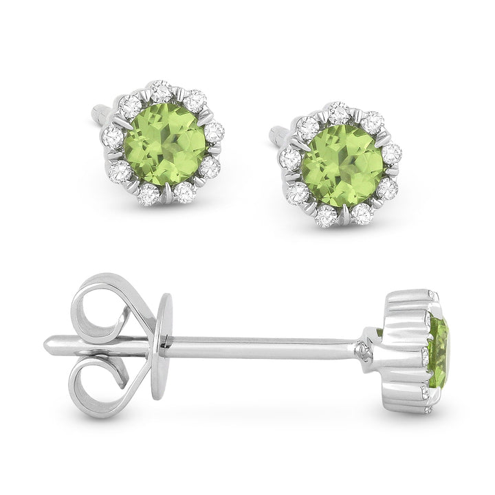 Madison L 14K White Gold Peridot Round Stud Earrings - style E1034PRW
