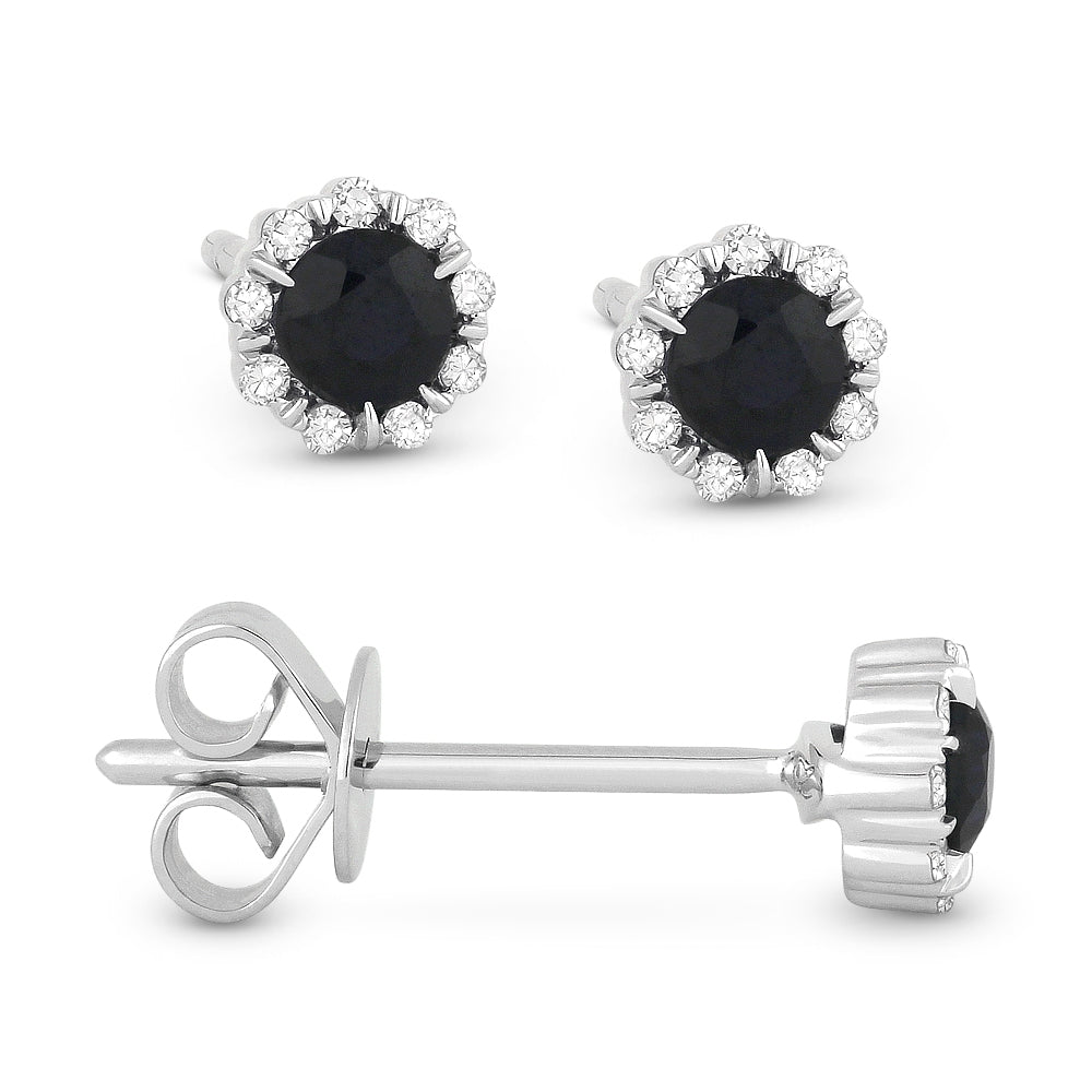 Madison L 14K White Gold Sapphire Round Stud Earrings - style E1034SAW