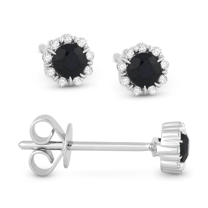 Madison L 14K White Gold Sapphire Round Stud Earrings - style E1034SAW