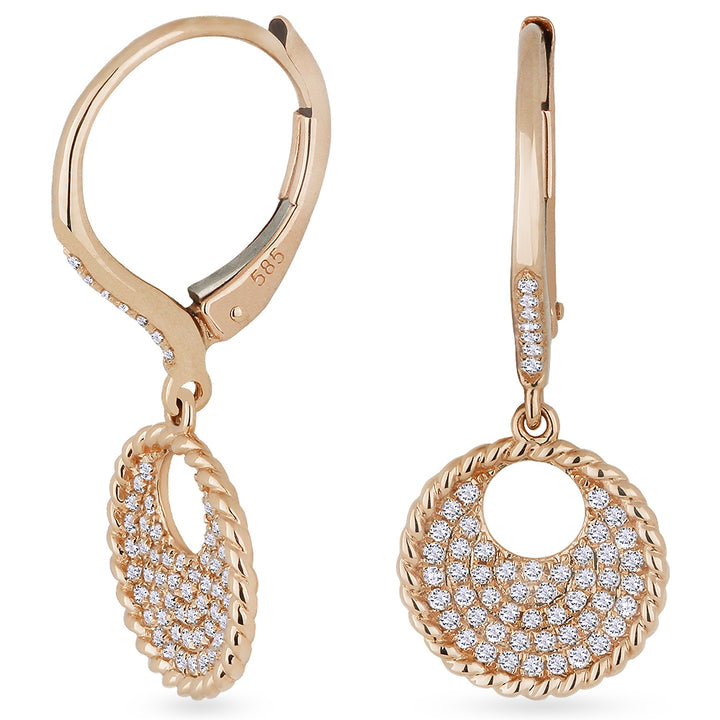 Madison L 14K Rose Gold Diamond Round Drop Earrings - style E1035P