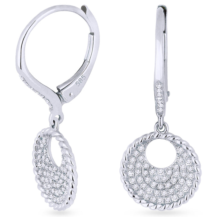 Madison L 14K White Gold Diamond Round Drop Earrings - style E1035W