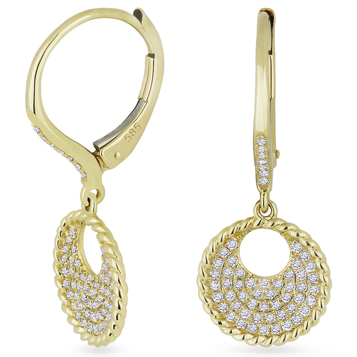 Madison L 14K Yellow Gold Diamond Round Drop Earrings - style E1035Y